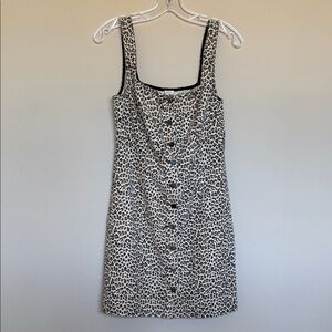 Leopard Print Sleeveless Front Button Dress